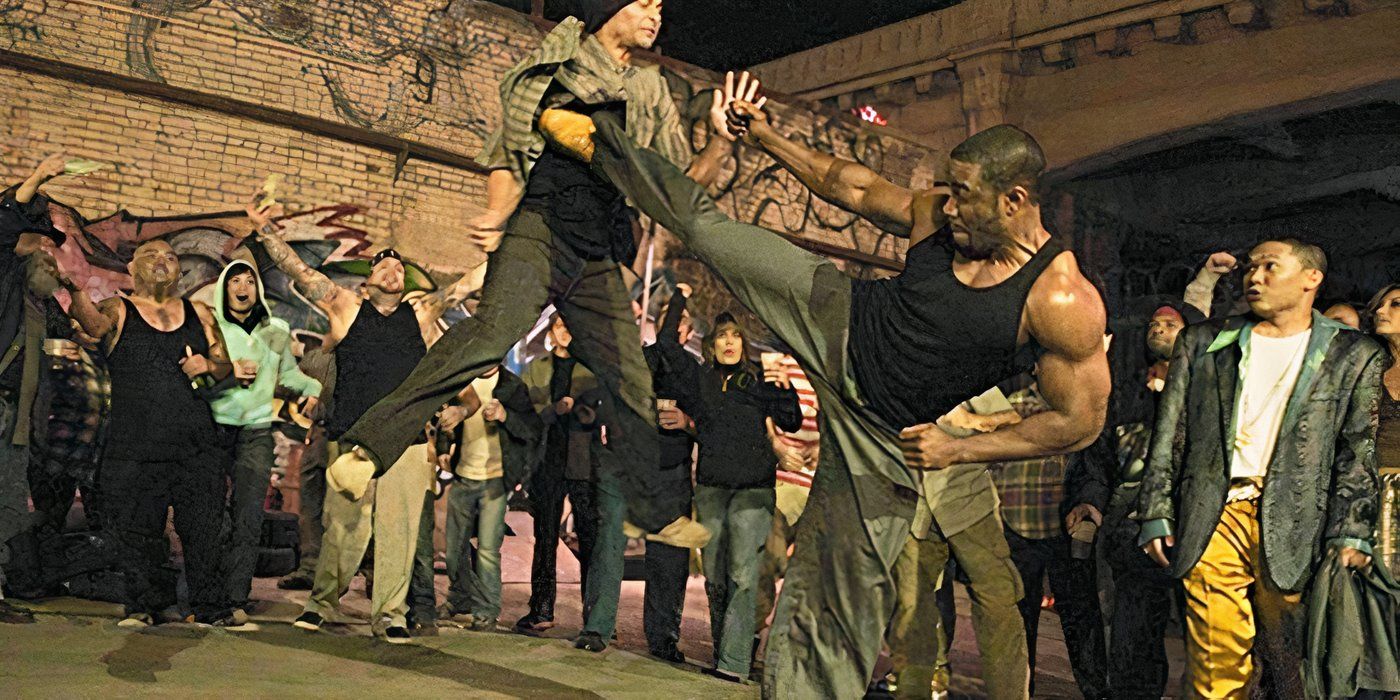 Michael Jai White kicking in Blood and Bone