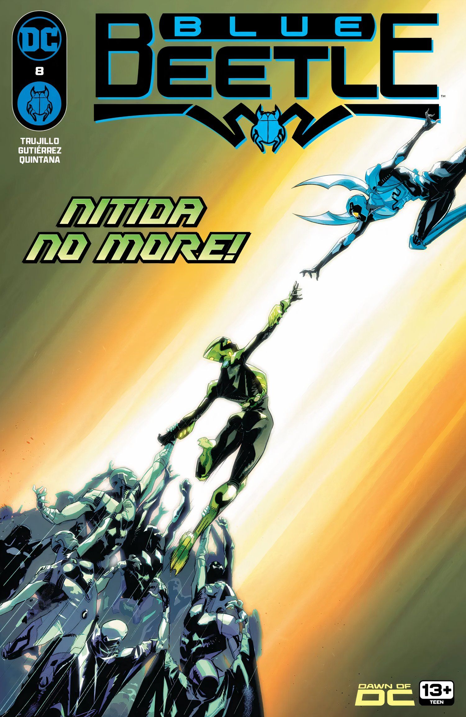 Blue Beetle 8 Cover Jaime alcançando Nitida DC