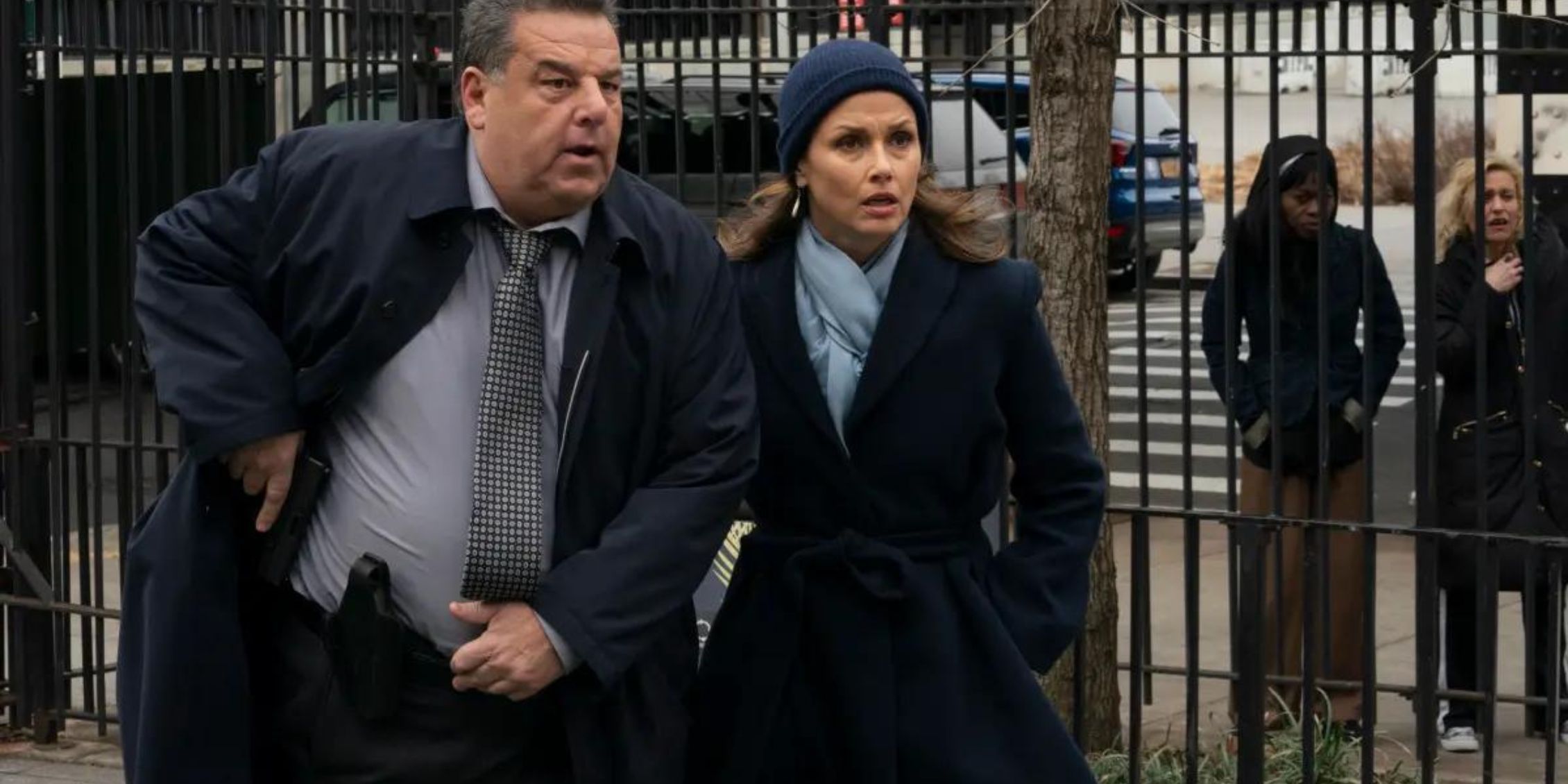 Blue Bloods Anthony draws his gun while walking with Erin