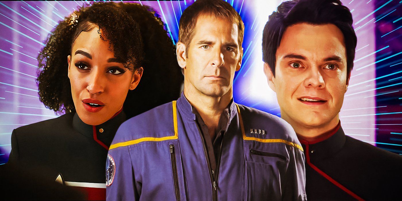 Tawny Newsome as Mariner, Scott Bakula as Captain Archer, and Jack Quaid as Boimler in Star Trek