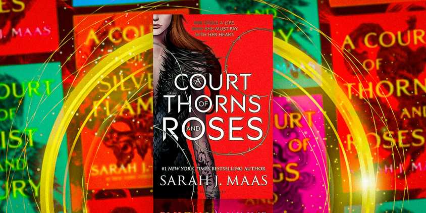 A court of Thornes and roses book cover, with other books in the background