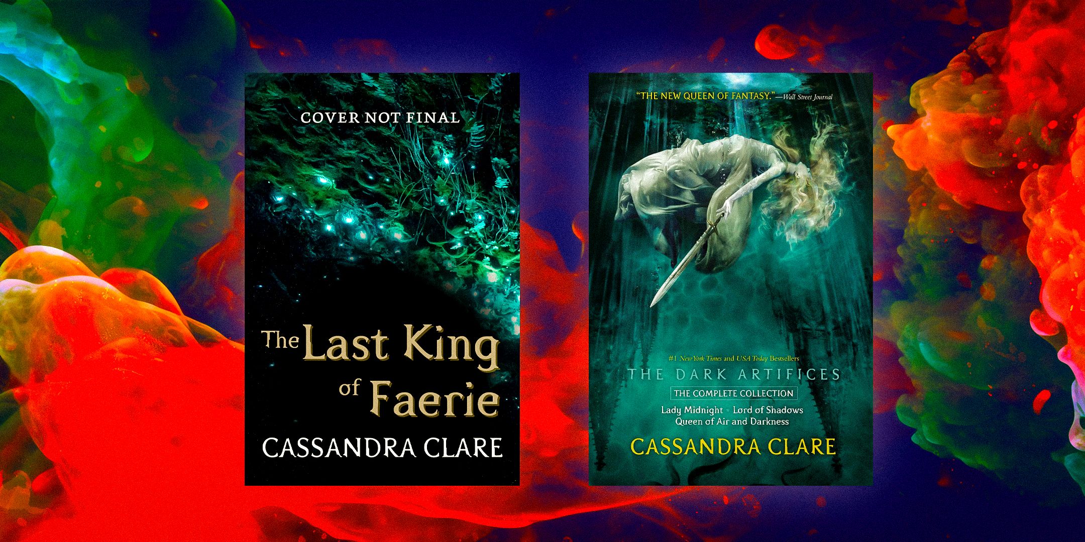 The temporary cover of The Last King of Faerie and The Dark Artifices