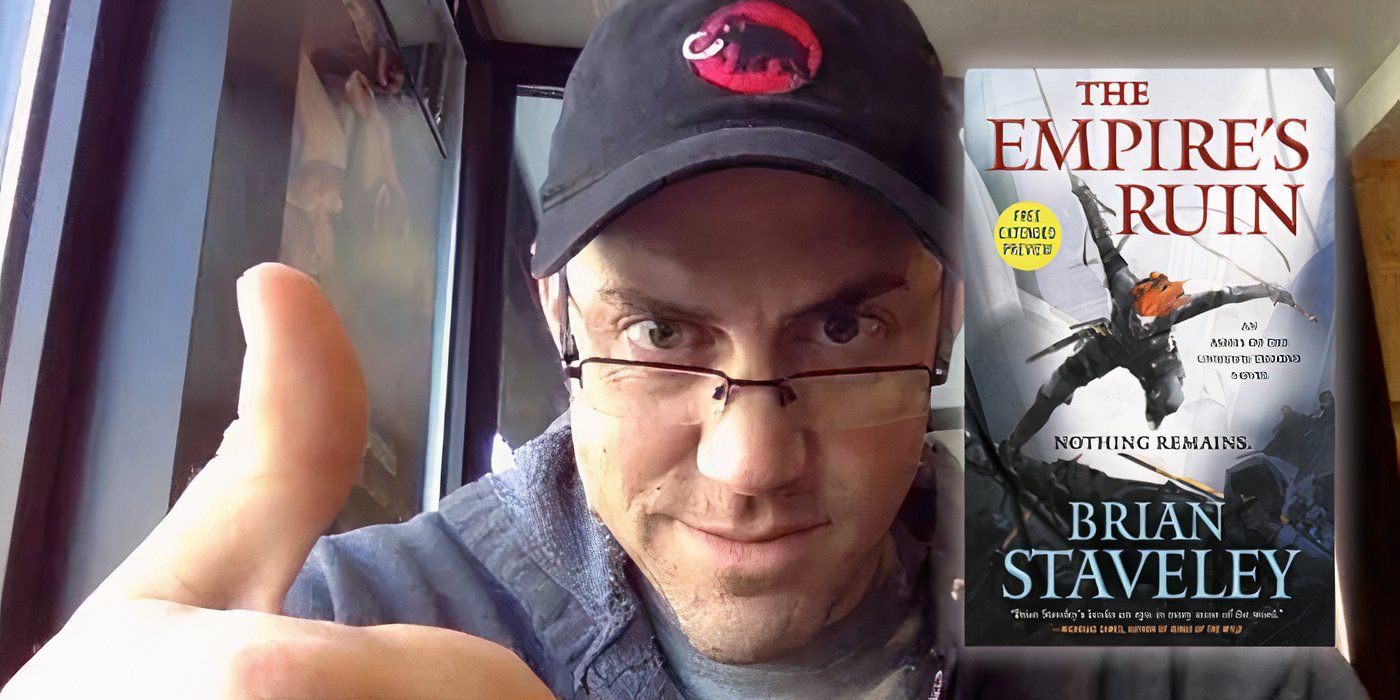 An image of author Brian Savely alongside his book The Empire's Ruin