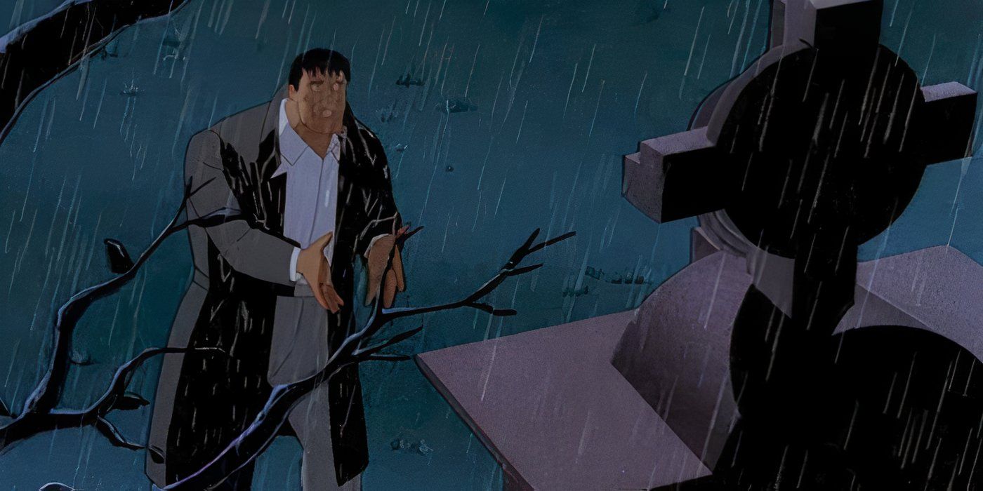 Bruce Wayne at his parents' grave in Batman Mask of the Phantasm