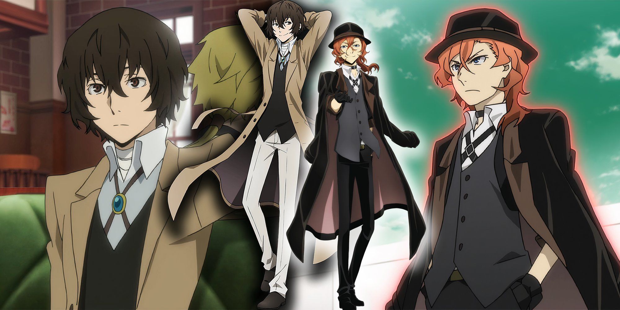 Comparação de roupas de Bungo Stray Dogs Dazai e Chuuya