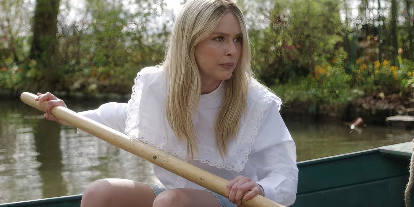 Camille (Camille Razat) in a row boat at Giverny in Emily in Paris s4