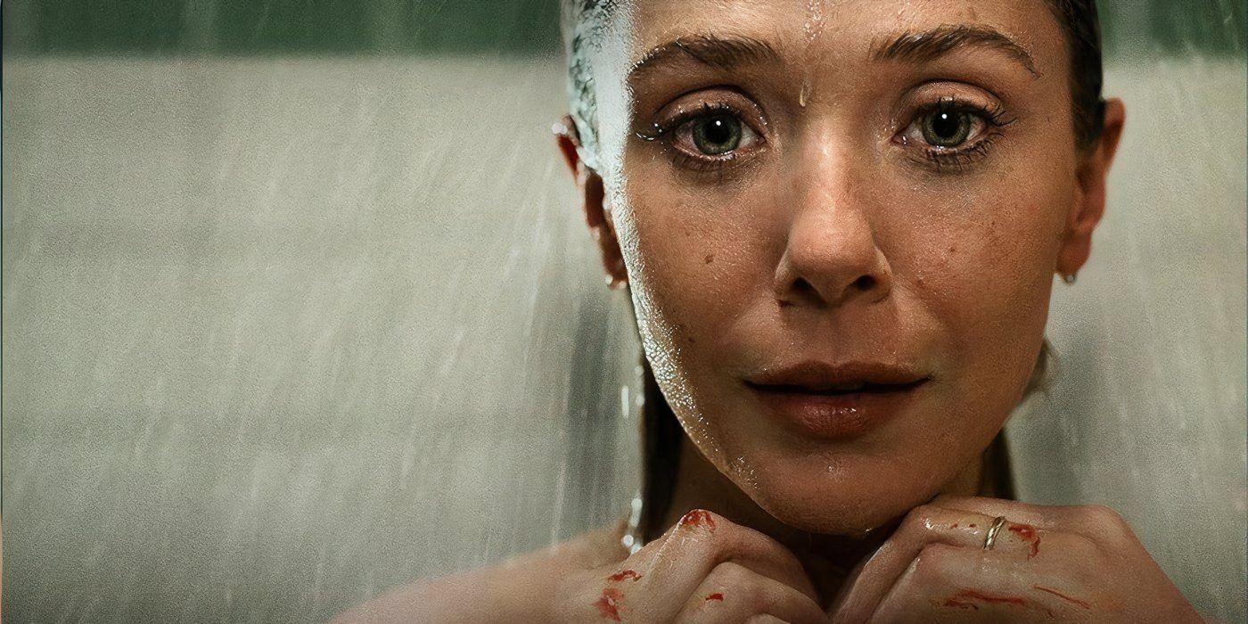 Candy Montgomery (Elizabeth Olsen) in the shower in Love & Death