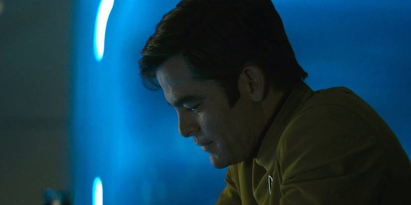 Captain Kirk drinking in Star Trek Beyond