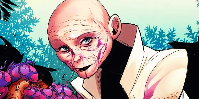 Cassandra Nova covered in pink liquid in Marvel Comics