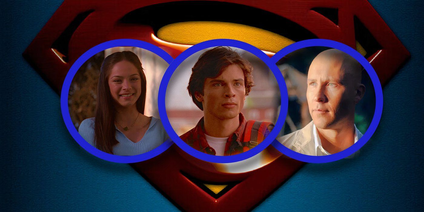 Clark Lex and Lana in front of the logo from Superman Returns