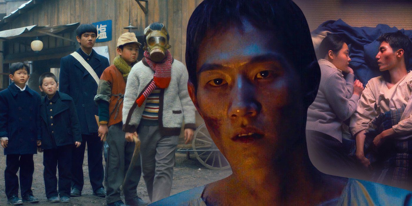 Collage of Isak looking upset with still from Pachinko season 2, episode 2 behind him