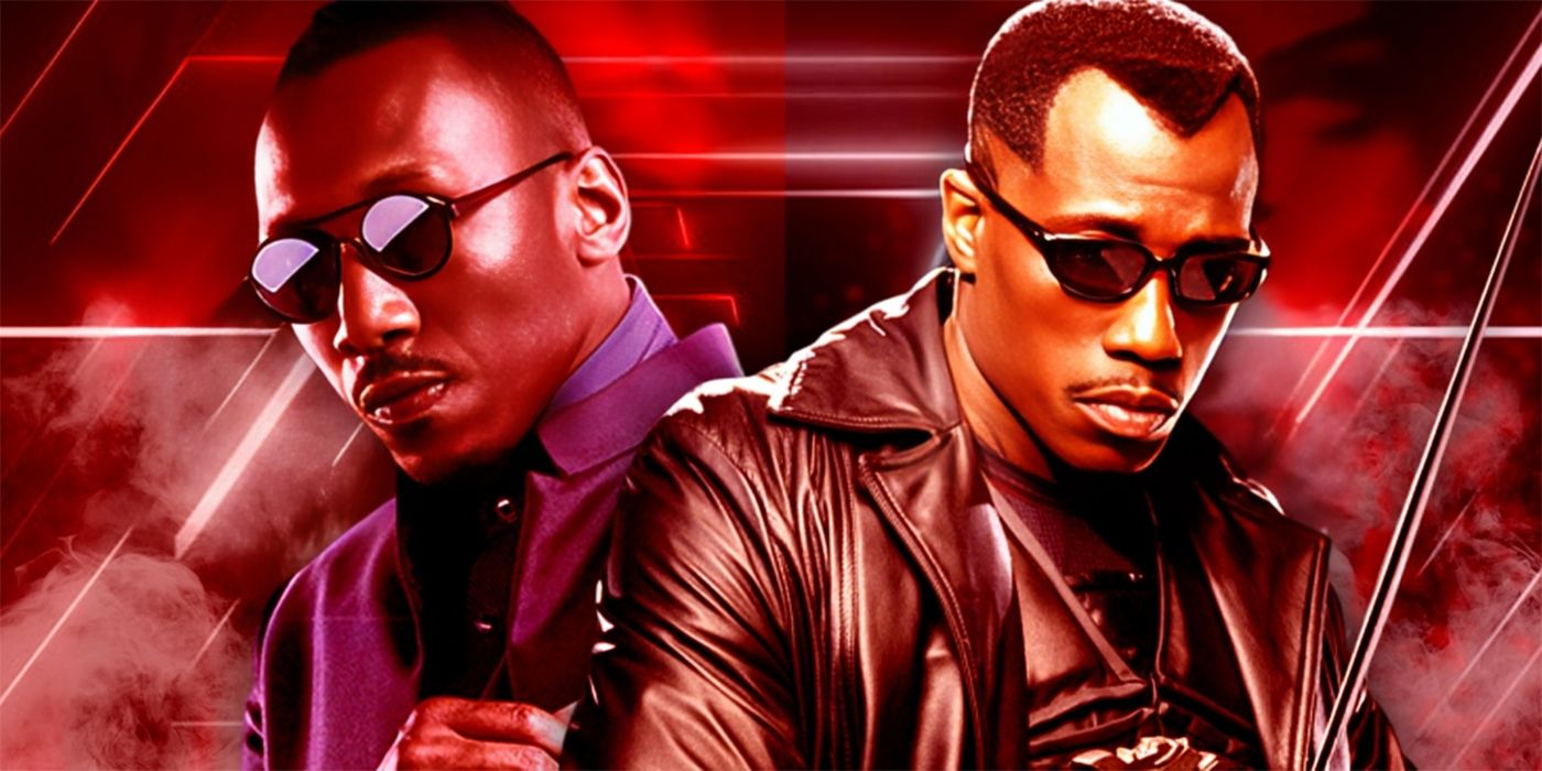 Collage of Mahershala Ali and Wesley Snipes as Blade