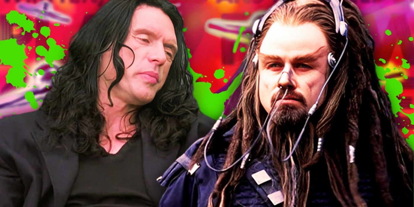 Collage of Tommy Wiseau in the Room and John Travolta in Battlefield Earth