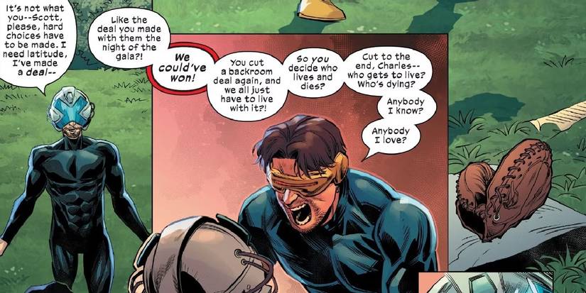 Comic book panels: cyclops confronts xavier over betraying the x-men 2