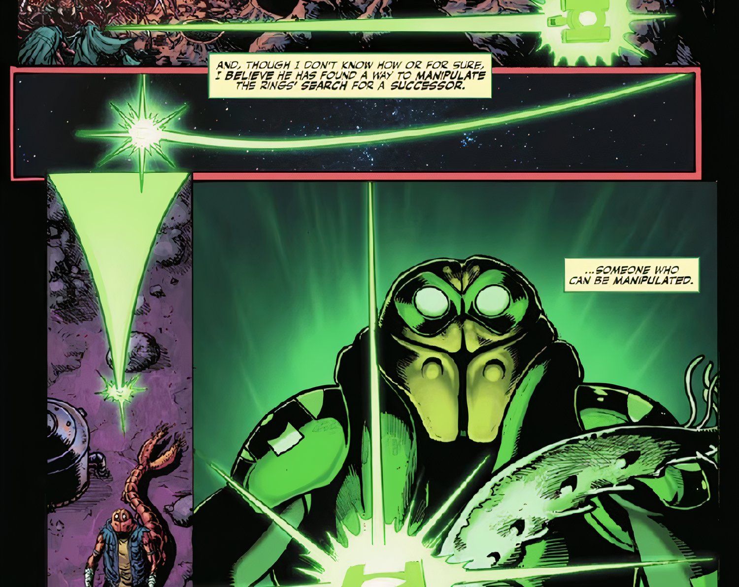 D'Proba realizes that he was chosen as a Green Lantern to be manipulated by DC