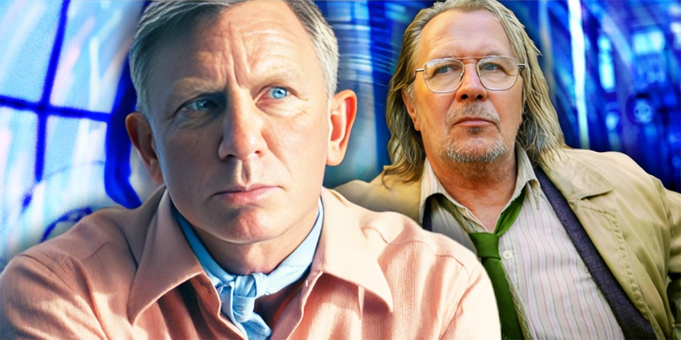 Daniel Craig in Knives Out Glass Onion Combined with Gary Oldman as Jackson Lamb in Slow Horses