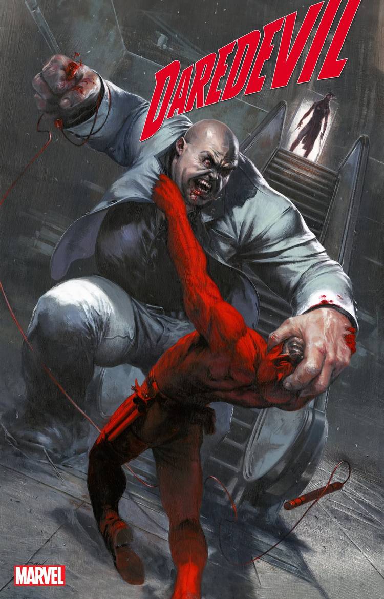 Comic book cover: Kingpin Throttling Daredevil