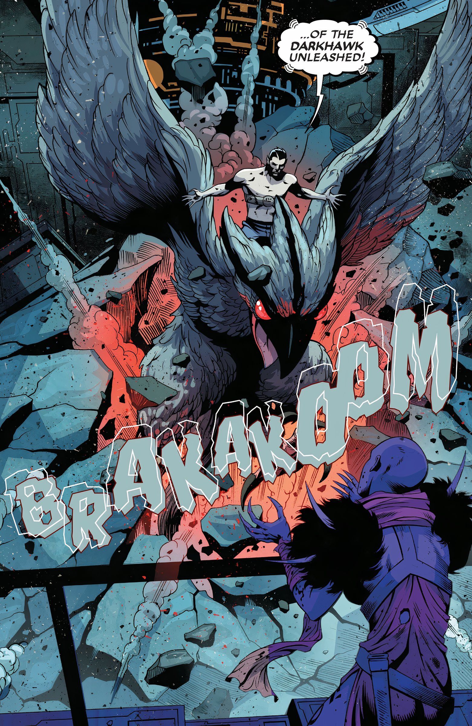 Drácula montando o novo Darkhawk para a batalha