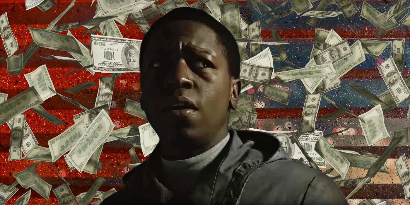 David Jonsson as Andy surrounded by falling money in Alien: Romulus custom image