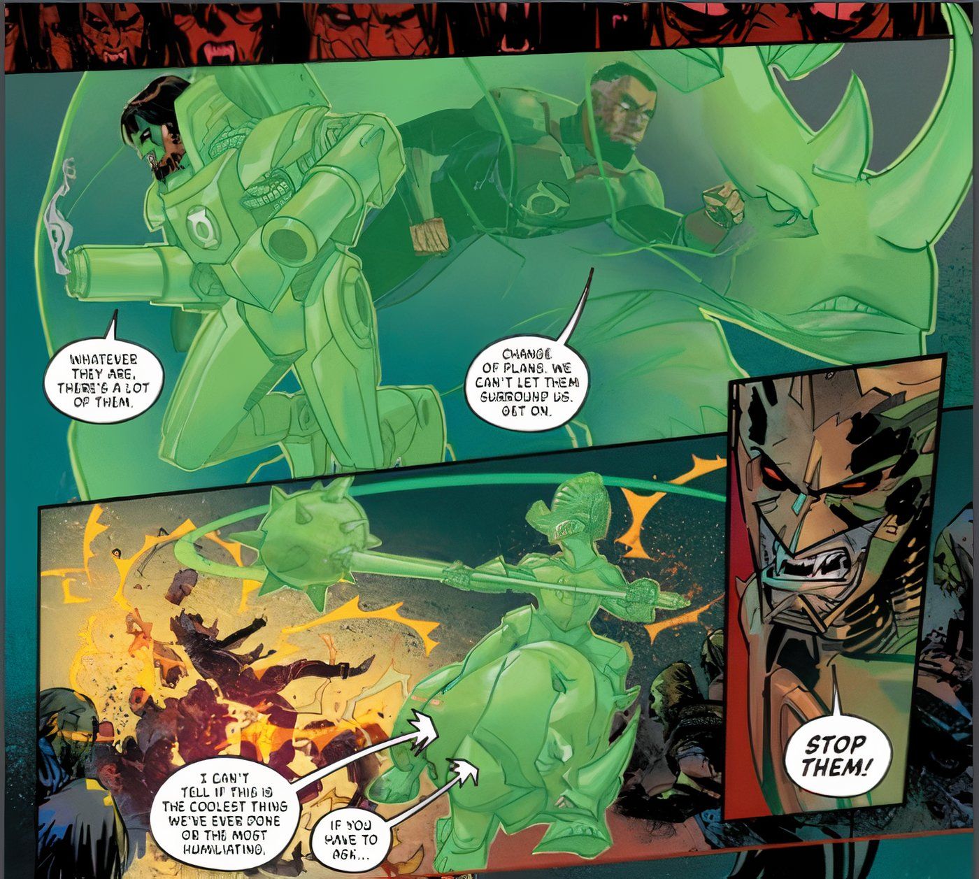 DC vs Vampires World War V #1 página 5 John Stewart e Kyle Rayner