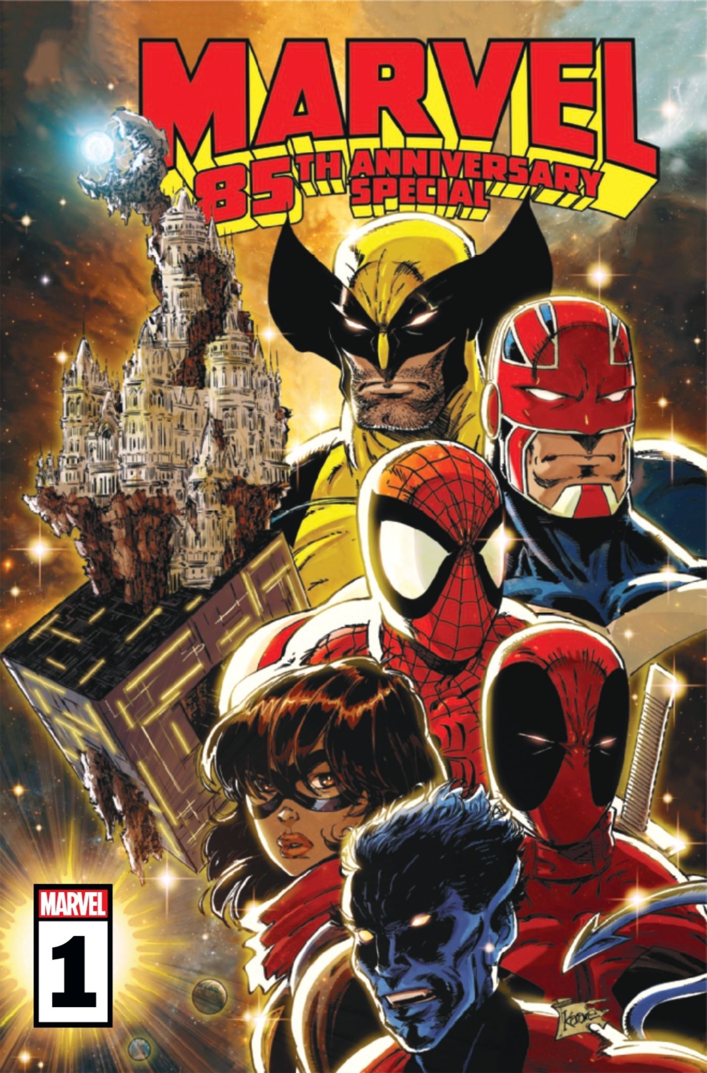 Portada especial del 85.º aniversario de Marvel #1 con Deadpool, Spider-Man y más.