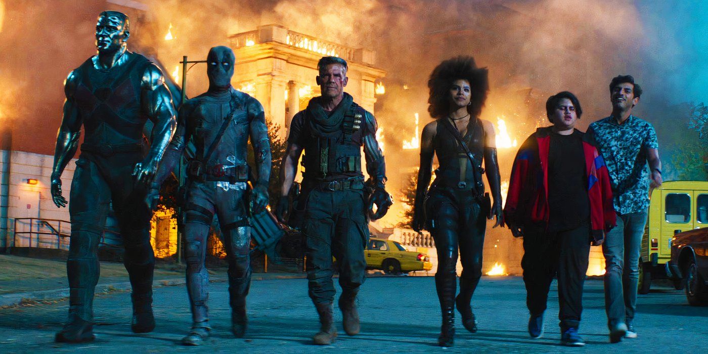 Deadpool's team walking away together in Deadpool 2