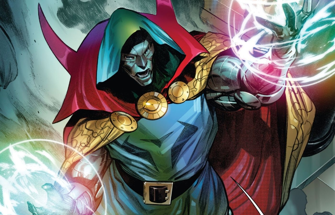 Doctor Doom dons Doctor Strange's robes as the new Sorcerer Supreme.