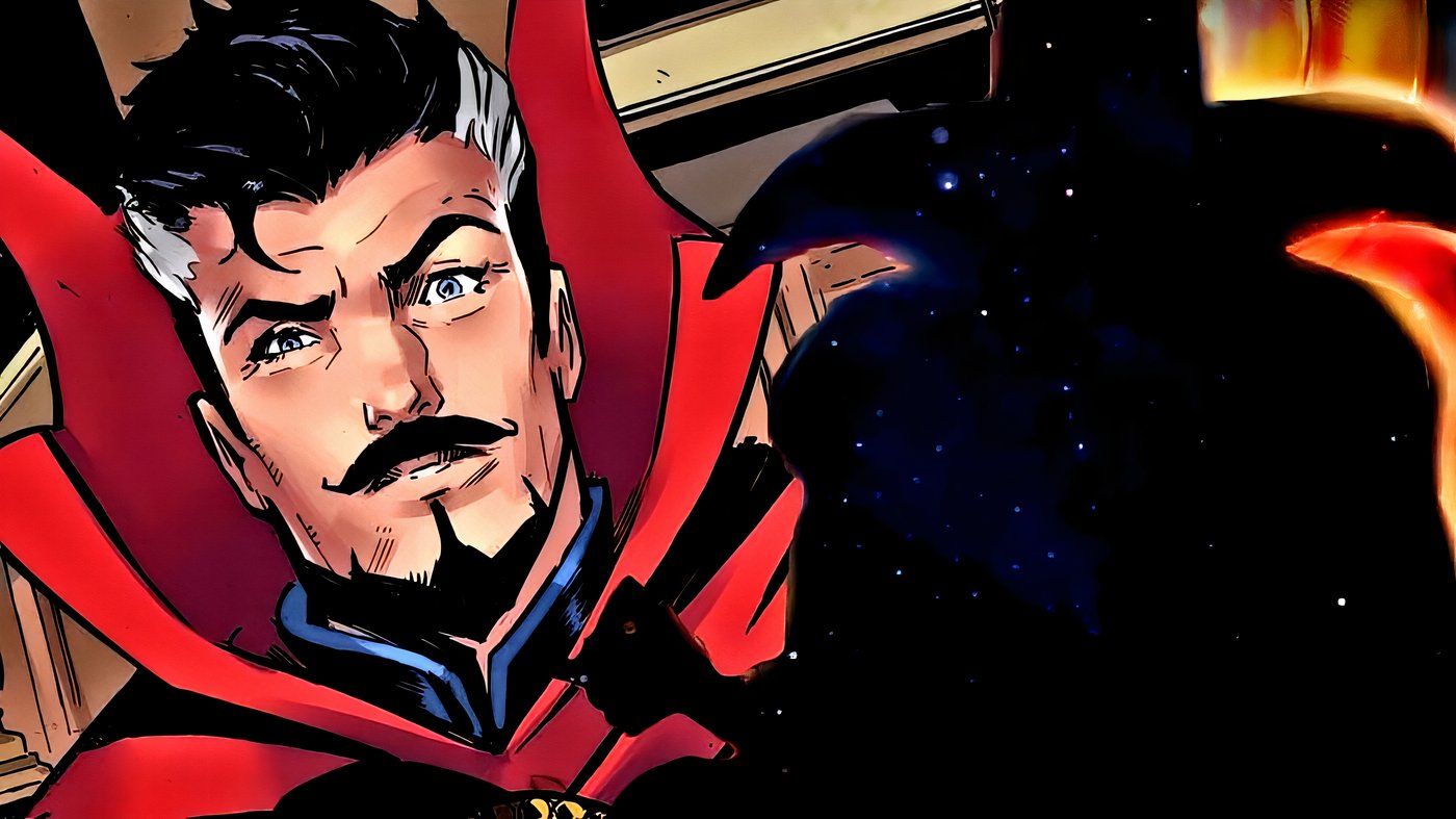 Doctor Strange with an outline of a mysterious figure next to him.
