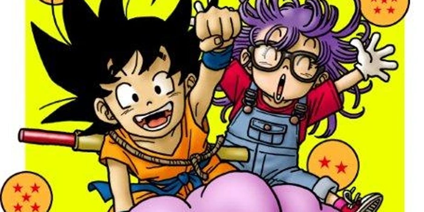 Obra de arte de Toriyama de dos de sus personajes más populares, Goku y Arale.