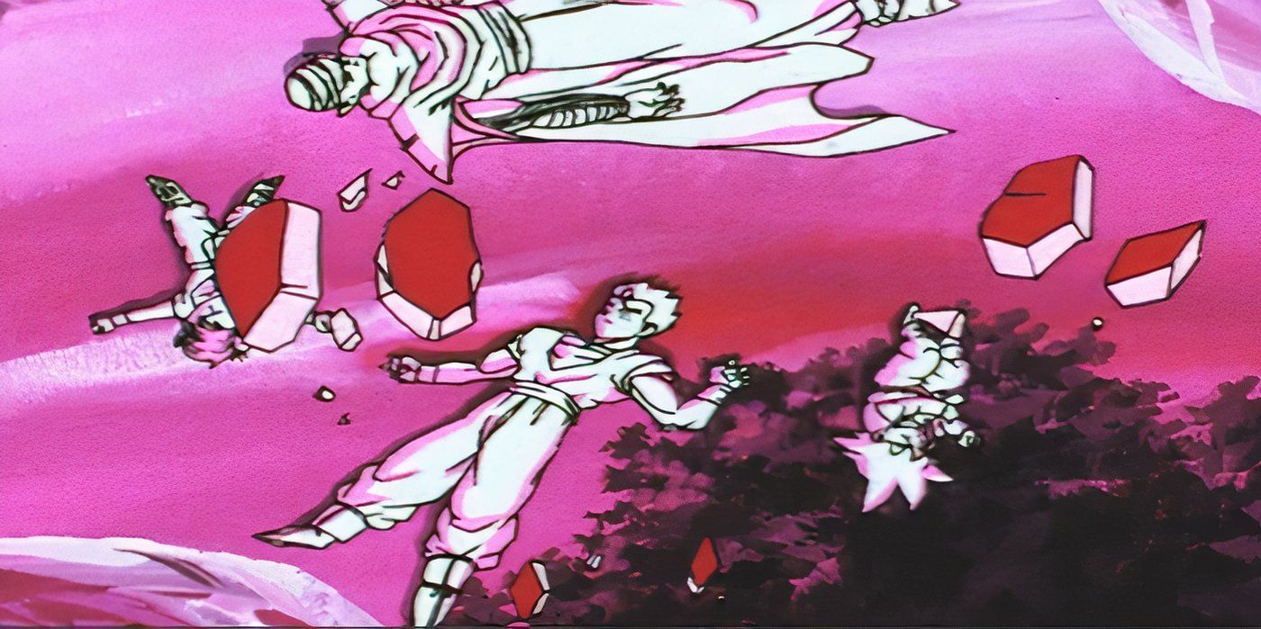 Dragon Ball Z Kid Buu destroys the earth. Gohan, Goten, Trunks and Piccolo lie on the ground before they die