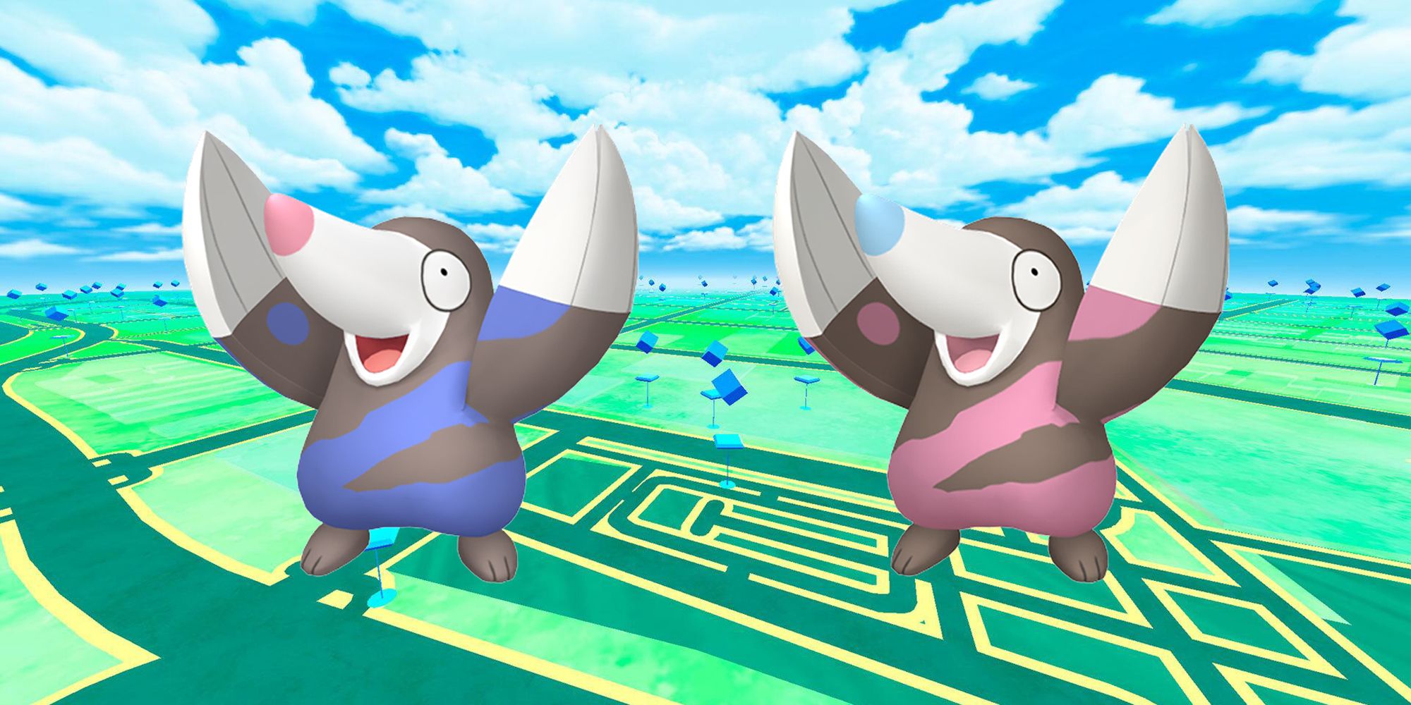 Drilbur e Shiny Drilbur no mapa do mundo superior do Pokémon GO