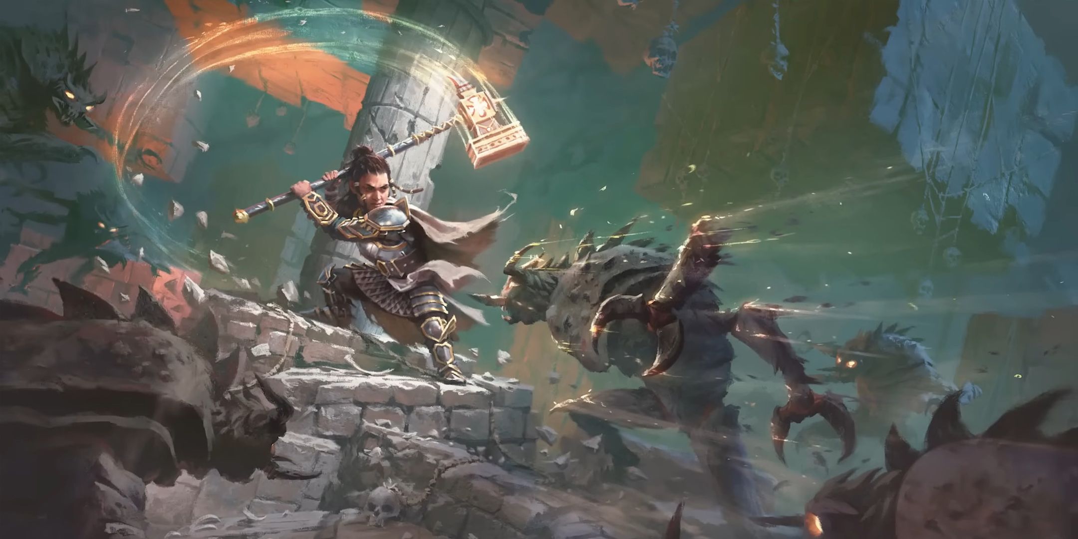 A dwarf Paladin using Divine Smite on enemies in an illustration from D&D's 2024 Player's Handbook.