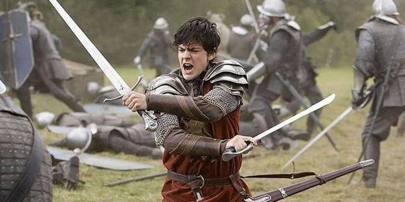 Edmund in battle in Narnia Prince Caspian