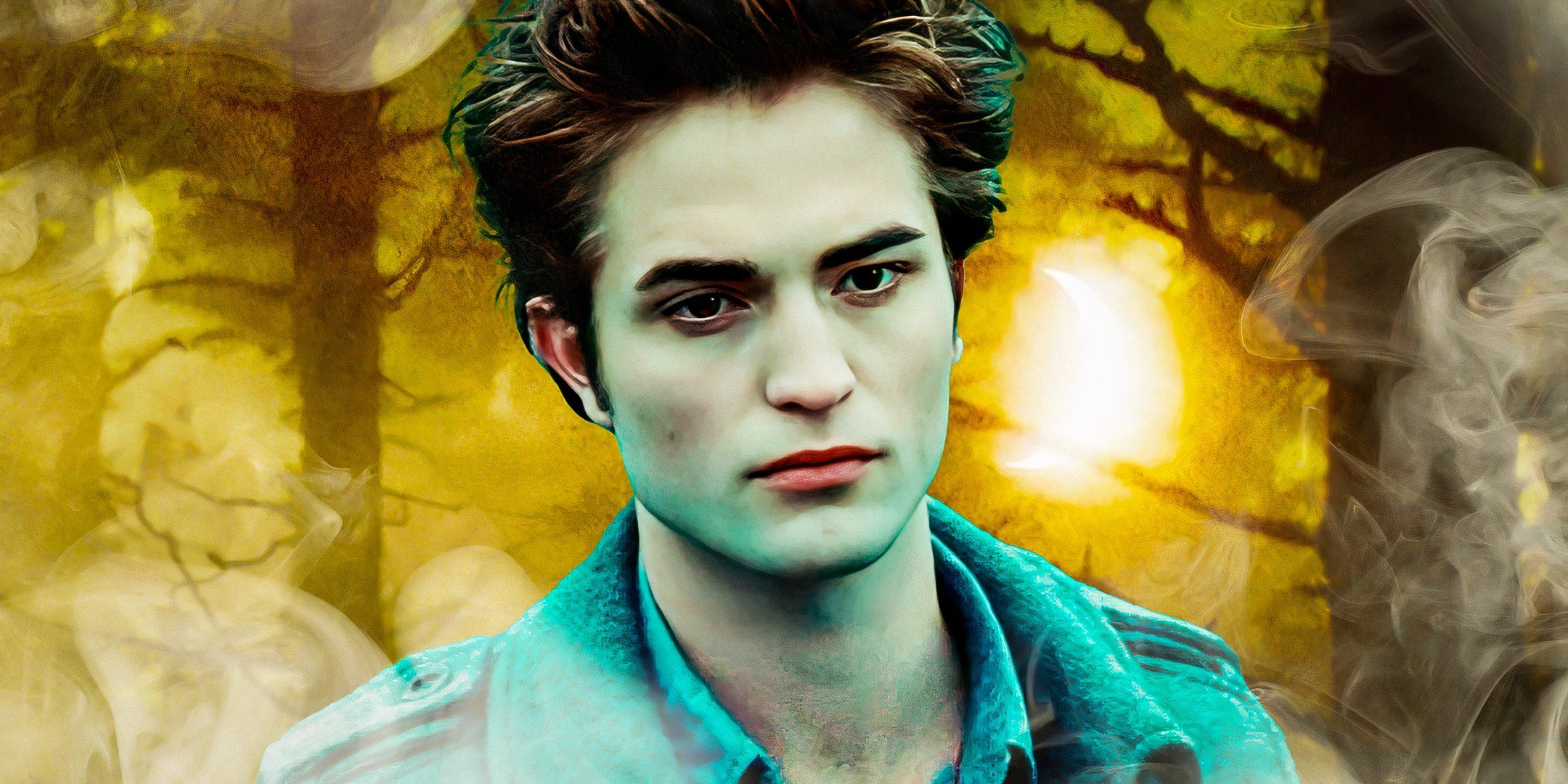 Edward in Twilight in front of woods background