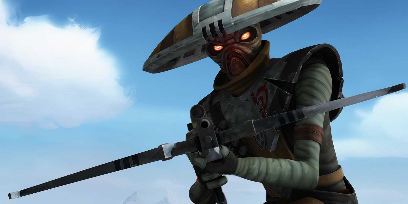 Embo holding his bowcaster in Star Wars: The Clone Wars