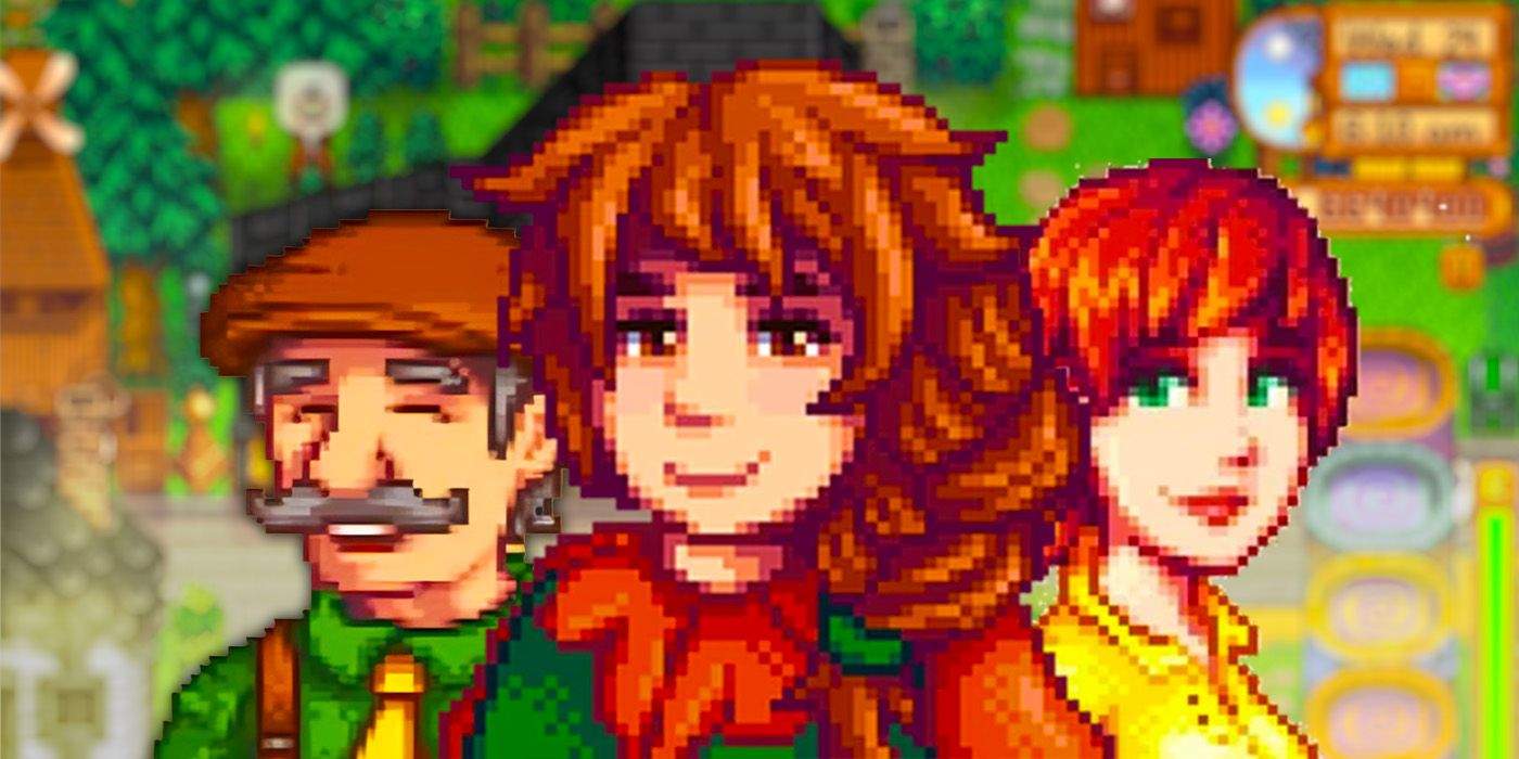 Penny, el alcalde Lewis y Marnie de Stardew Valley