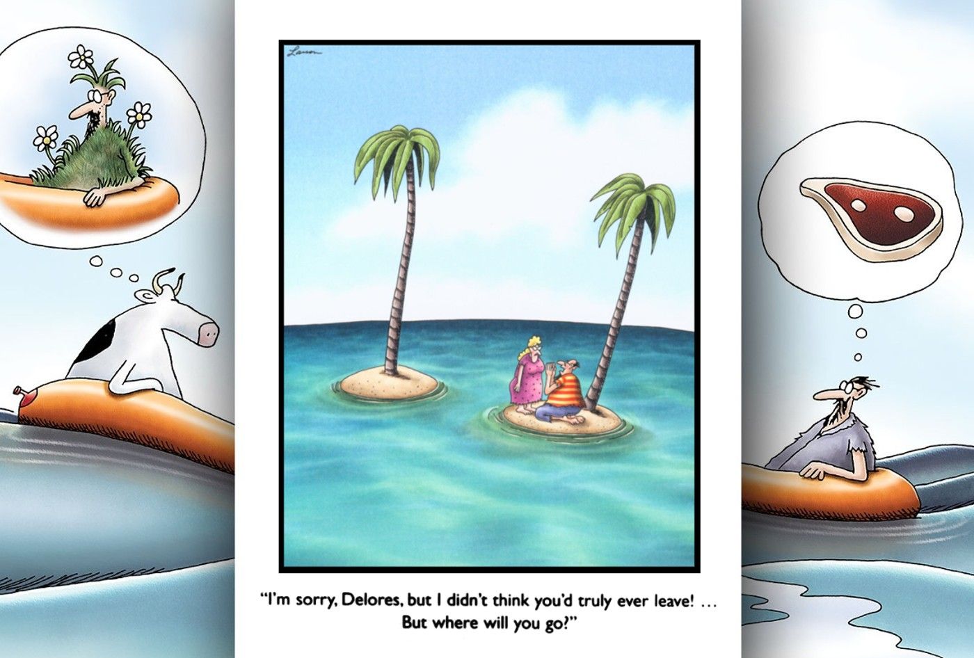 Far Side Desert Island Comics in which the survivors separate