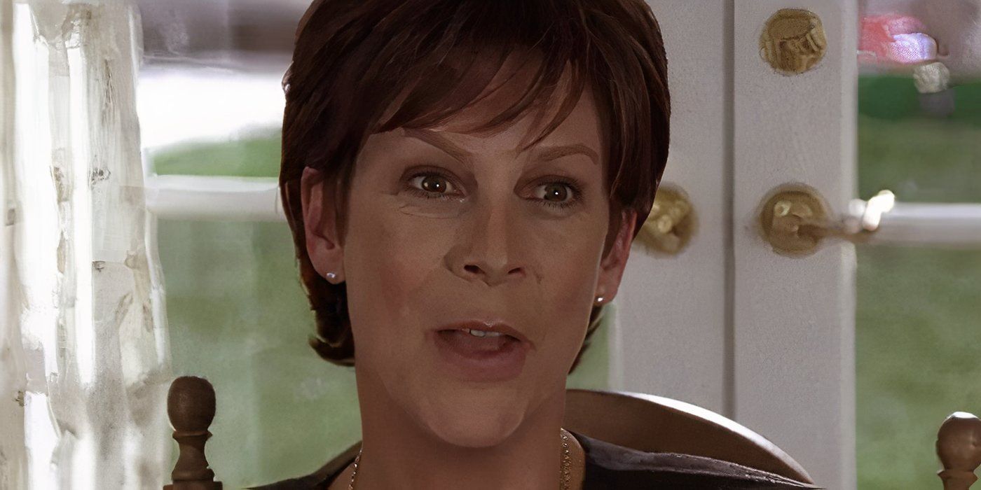 Jamie Lee Curtis smiles while looking on in Freaky Friday