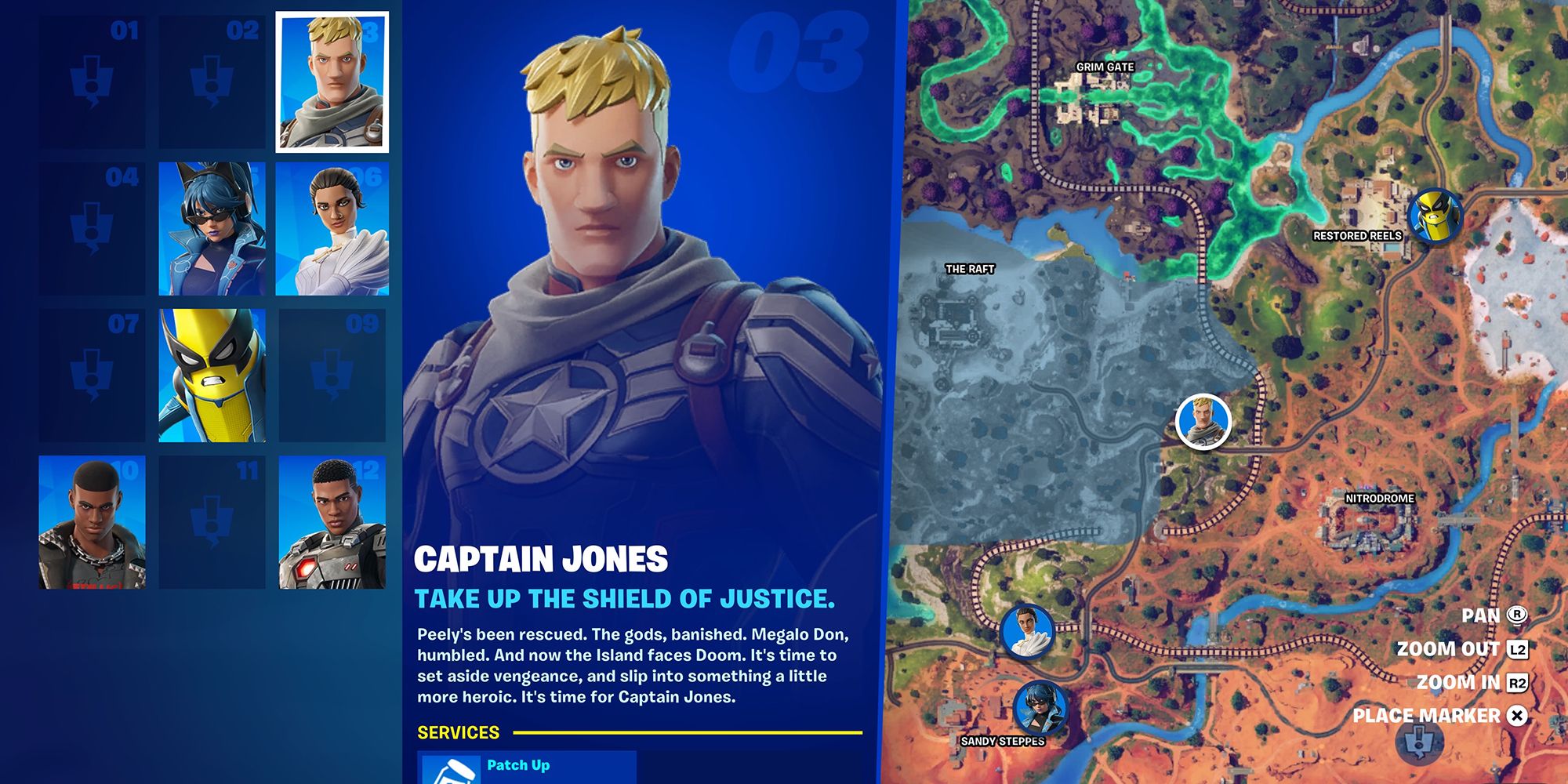 Localização do NPC do Capitão Jones no mapa Fortnite