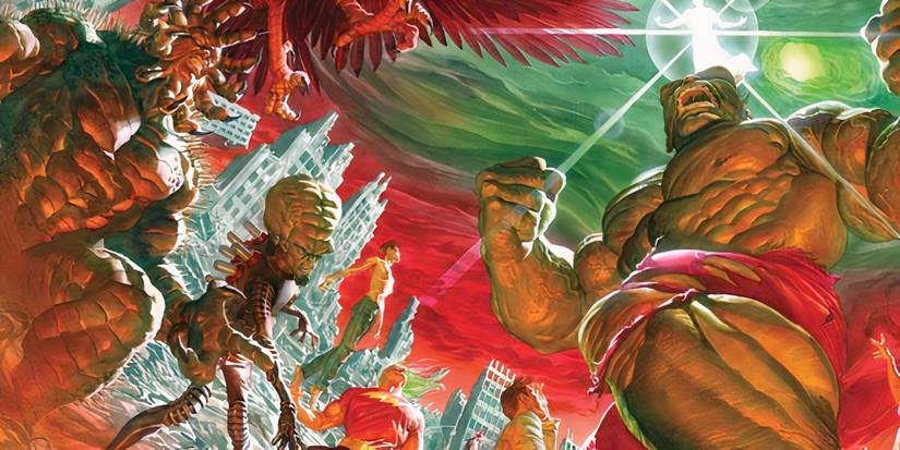 Comic book art: Hulk, the Leader, and the Abomination in the Below-Place from The Immortal Hulk.
