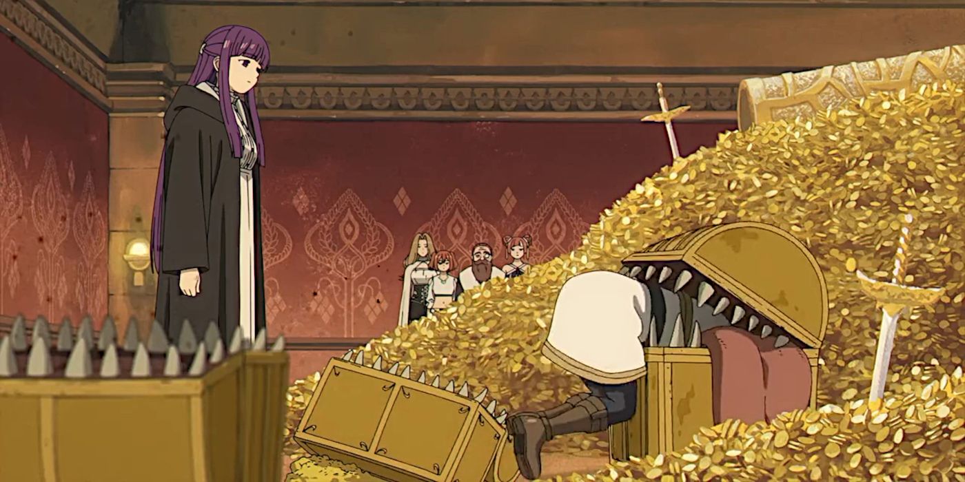 Frieren getting eaten by a third mimic chest