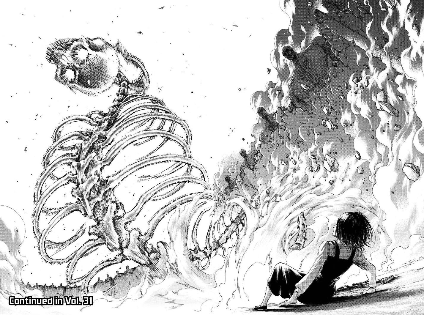 Gabi watching Eren transform into the Doomsday Titan