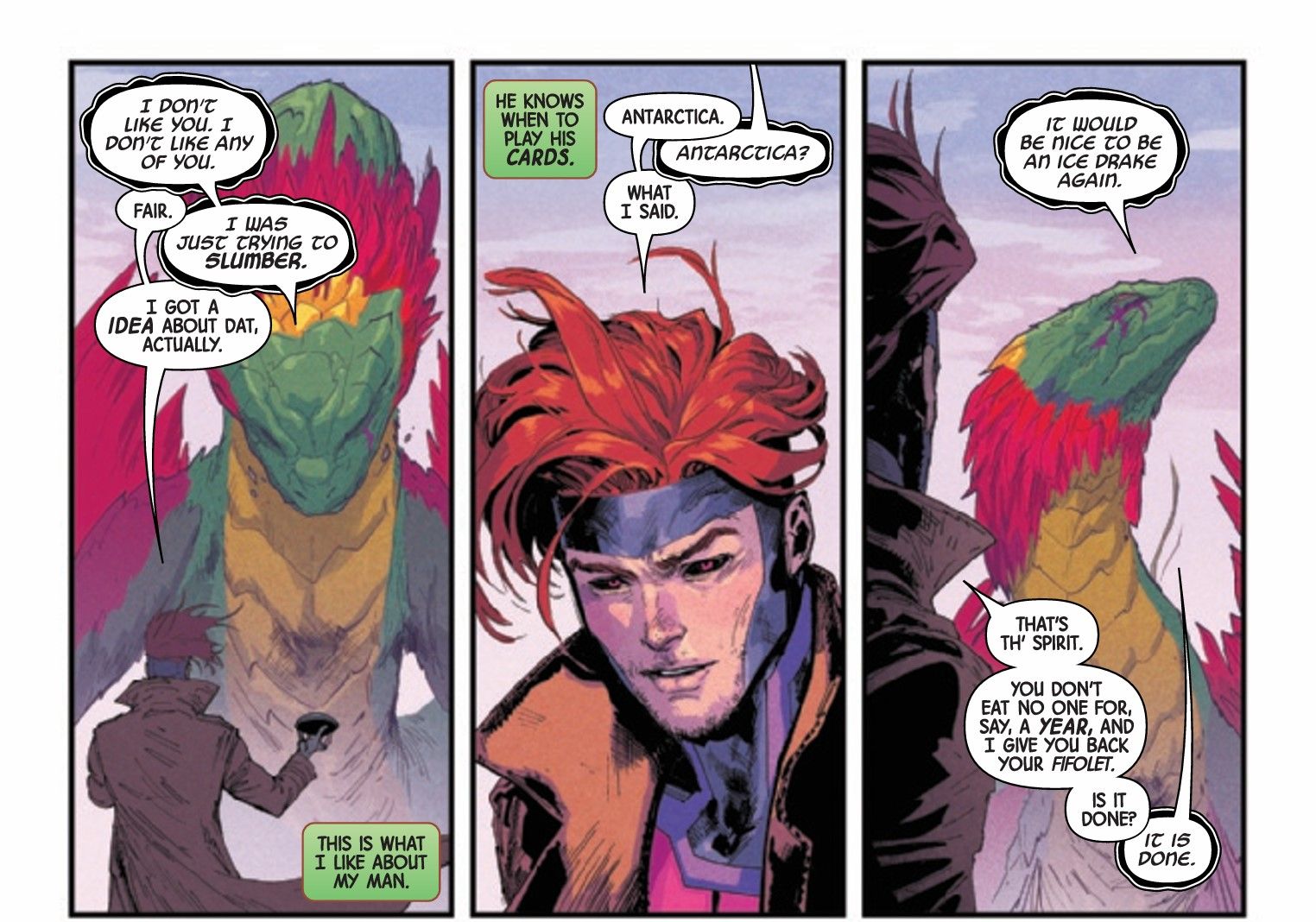 Gambit negocia com o dragão Sadurang em Uncanny X-Men (2024) #1