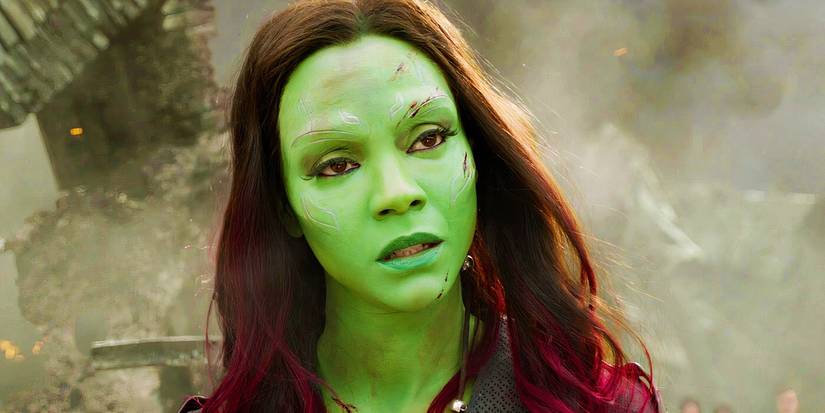 Gamora watching Peter Quill dance in Guardians of the Galaxy