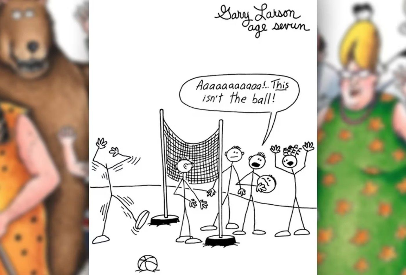 gary larson&rsquo;s volleyball comic from when he was seven, pre-far side