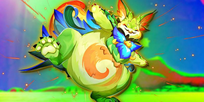 Genshin Impact's Gluttonous Yumkasaur Mountain King stands on one leg.