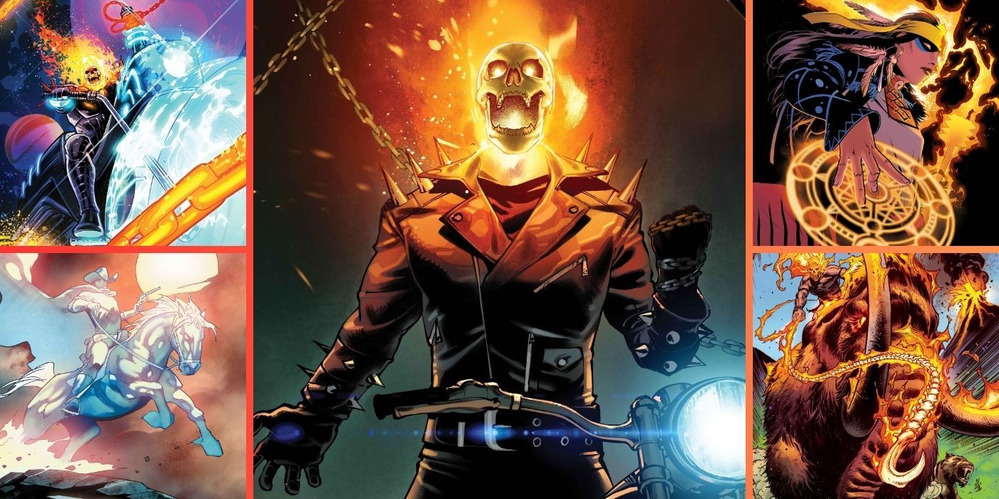 Ghost Rider Covers with 5 of history’s Riders with Johnny Blaze, Kushala, Phantom Rider, Cosmic, and 1,000,000 BC