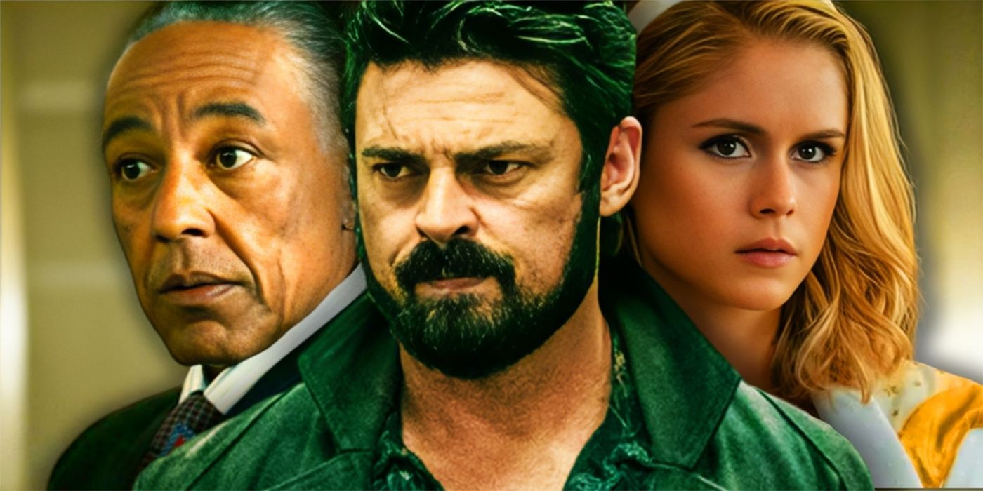 Giancarlo Esposito as Stan Edgar, Karl Urban as Billy Butcher, and Erin Moriarty in a The Boys Collage