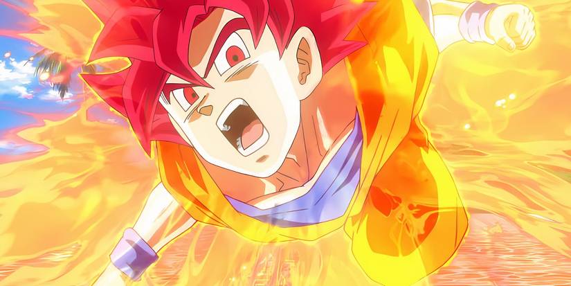 Goku charges forward in Dragon Ball Z - Battle of the Gods
