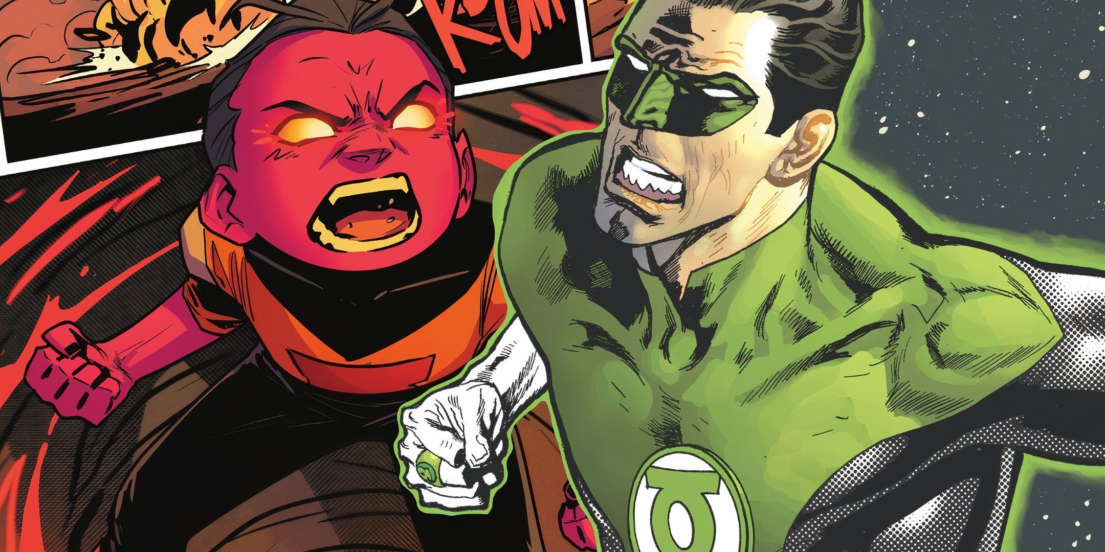 Green Lantern Hal Jordan and Sinson with Red Lantern Powers DC